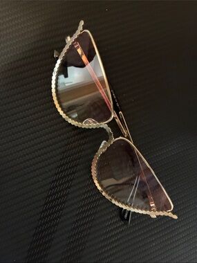 Gold Scalloped Cat-Eye Sunglasses for Women